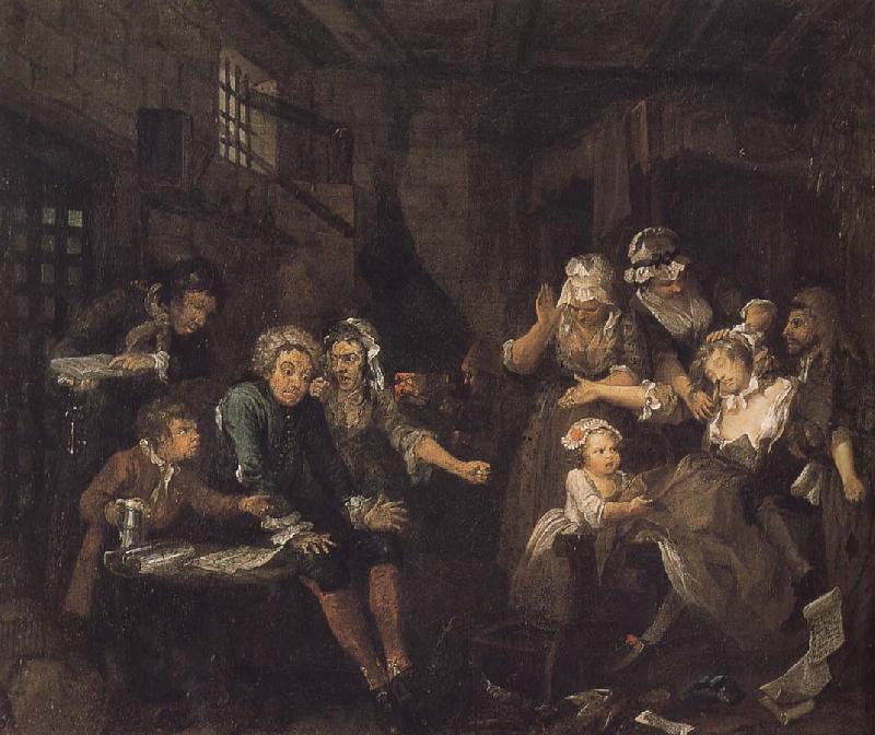 William Hogarth Prodigal son in prison Germany oil painting art
